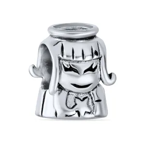 Protection Inspirational Guardian Angel Bead Charm .925 Sterling Silver