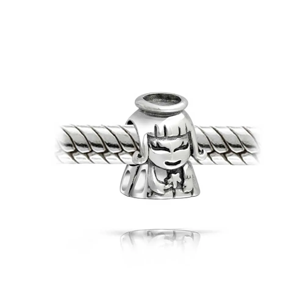 Protection Inspirational Guardian Angel Bead Charm .925 Sterling Silver