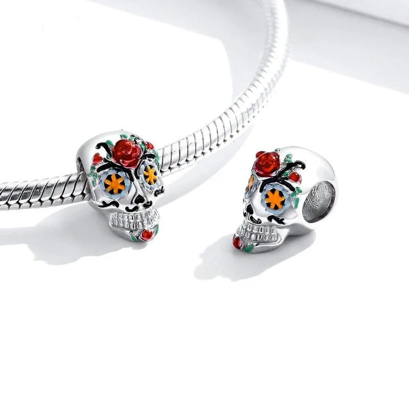 Punk Skull with Bold Enamel Pattern Beads