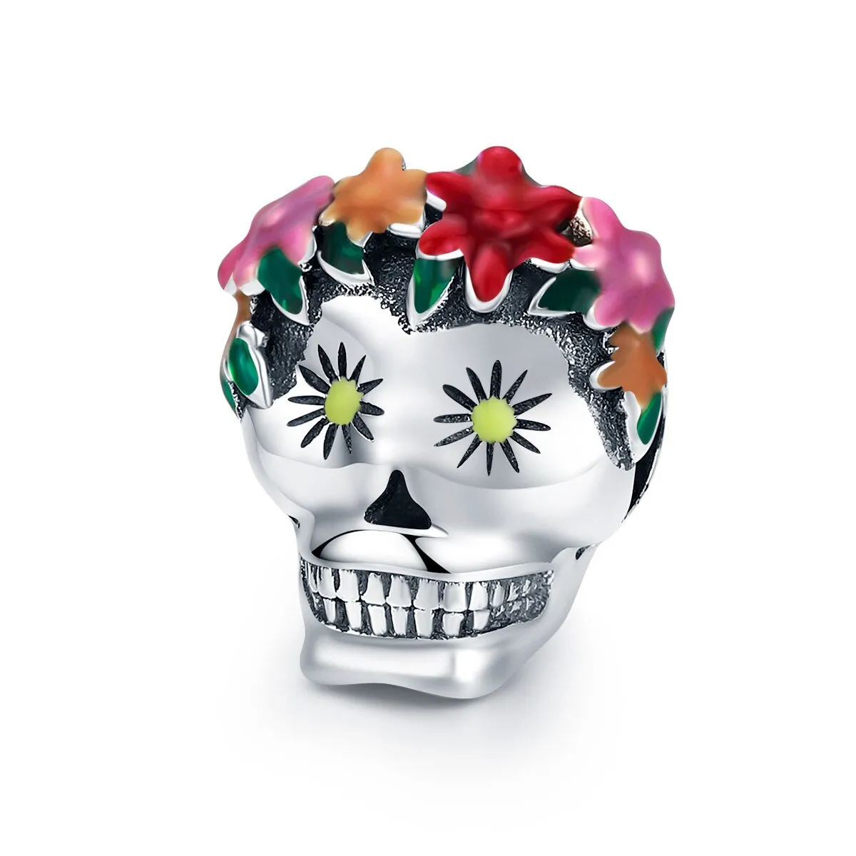 Punk Skull with Bold Enamel Pattern Beads