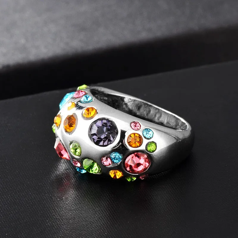 R587 - Colorful rhinestone inlaid ring