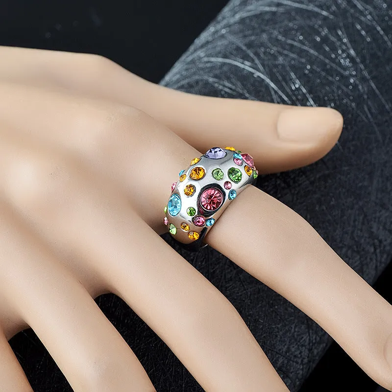 R587 - Colorful rhinestone inlaid ring