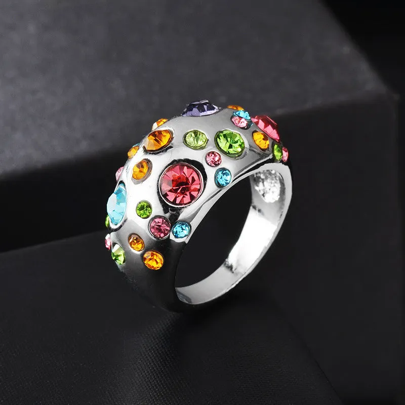 R587 - Colorful rhinestone inlaid ring