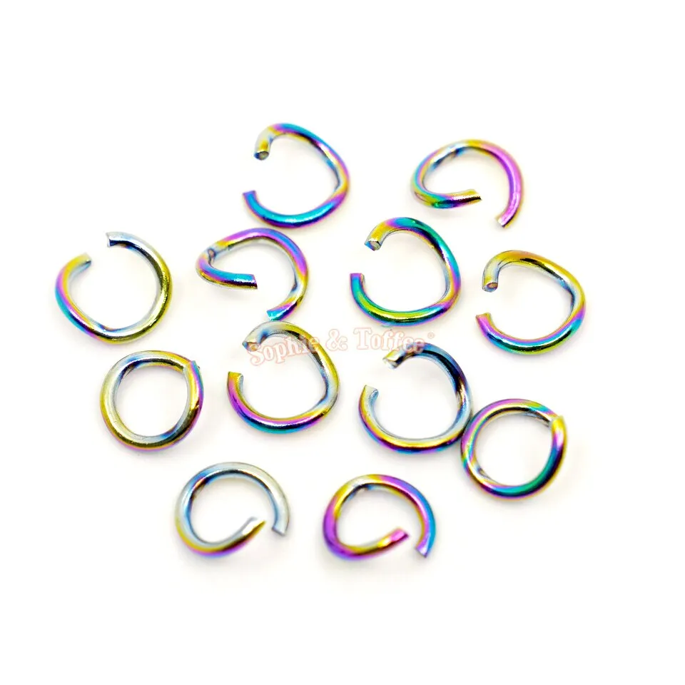 Rainbow Color Shift Jump Rings (8mm) (12 pieces)