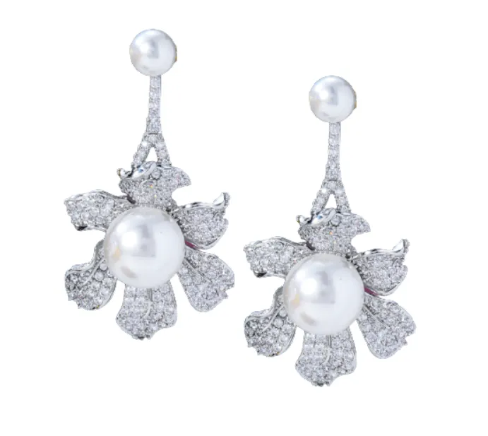 Raisa Pearl Flower Statement Earrings