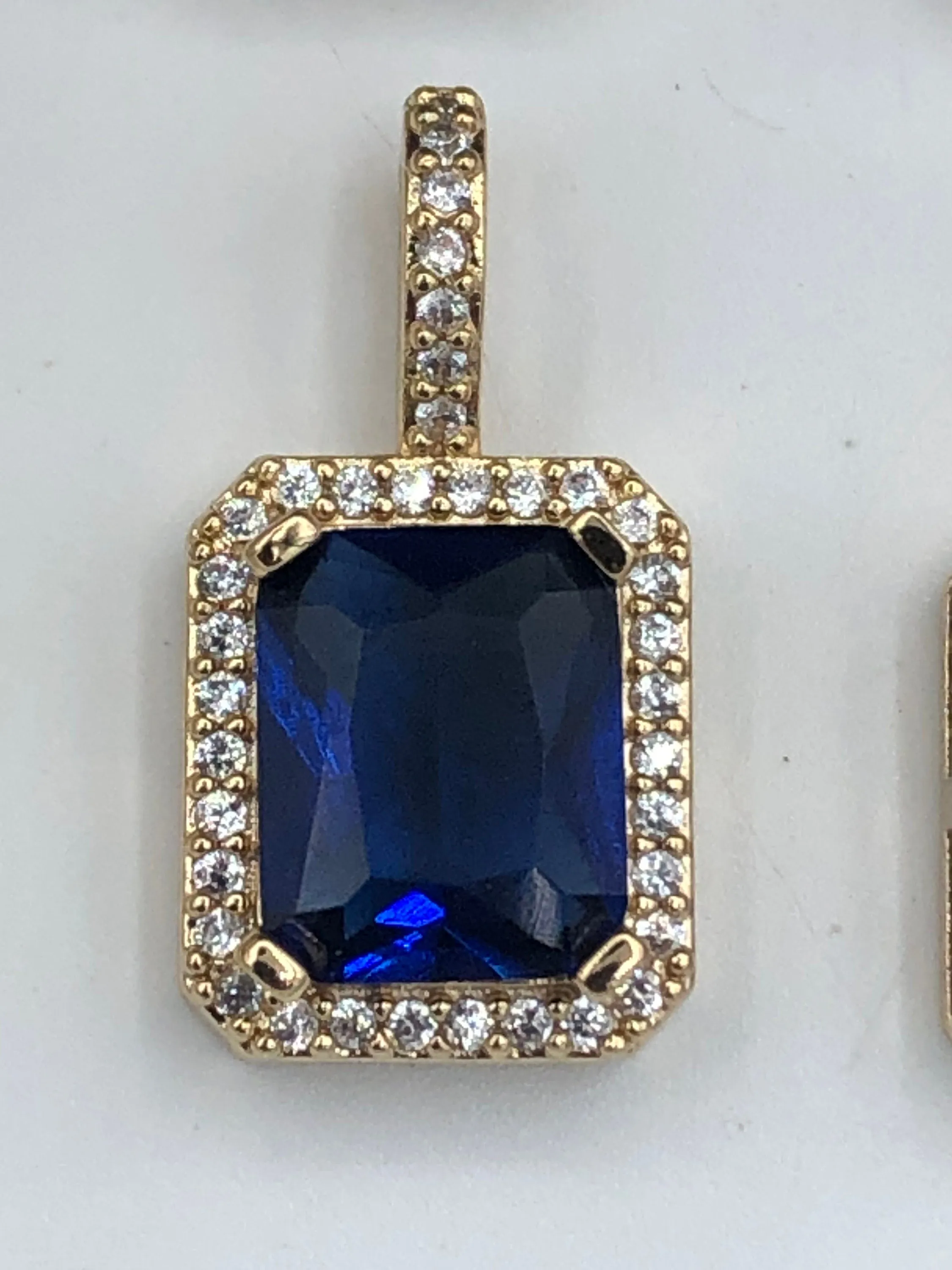 Rectangle Solitaire CZ Emerald Cut Pendant Cubic Zirconia in Micro Pave Setting Large Diamond Cut Pendant 22mm x 11mm x6mm 6 color Fast Ship