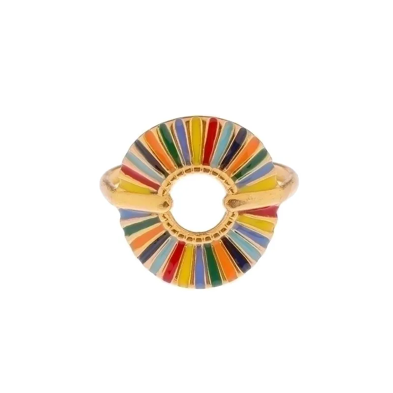 Retro Lady Colorful Stainless Steel Plating Open Rings