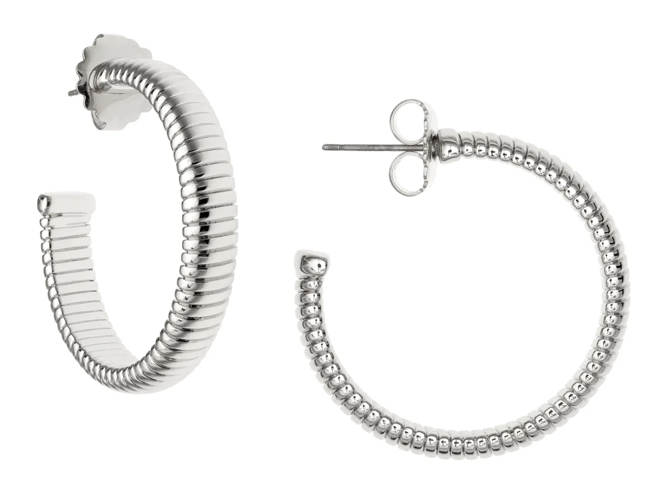 Rhodium Cobra Hoop Earrings