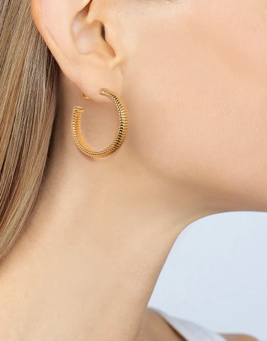 Rhodium Cobra Hoop Earrings