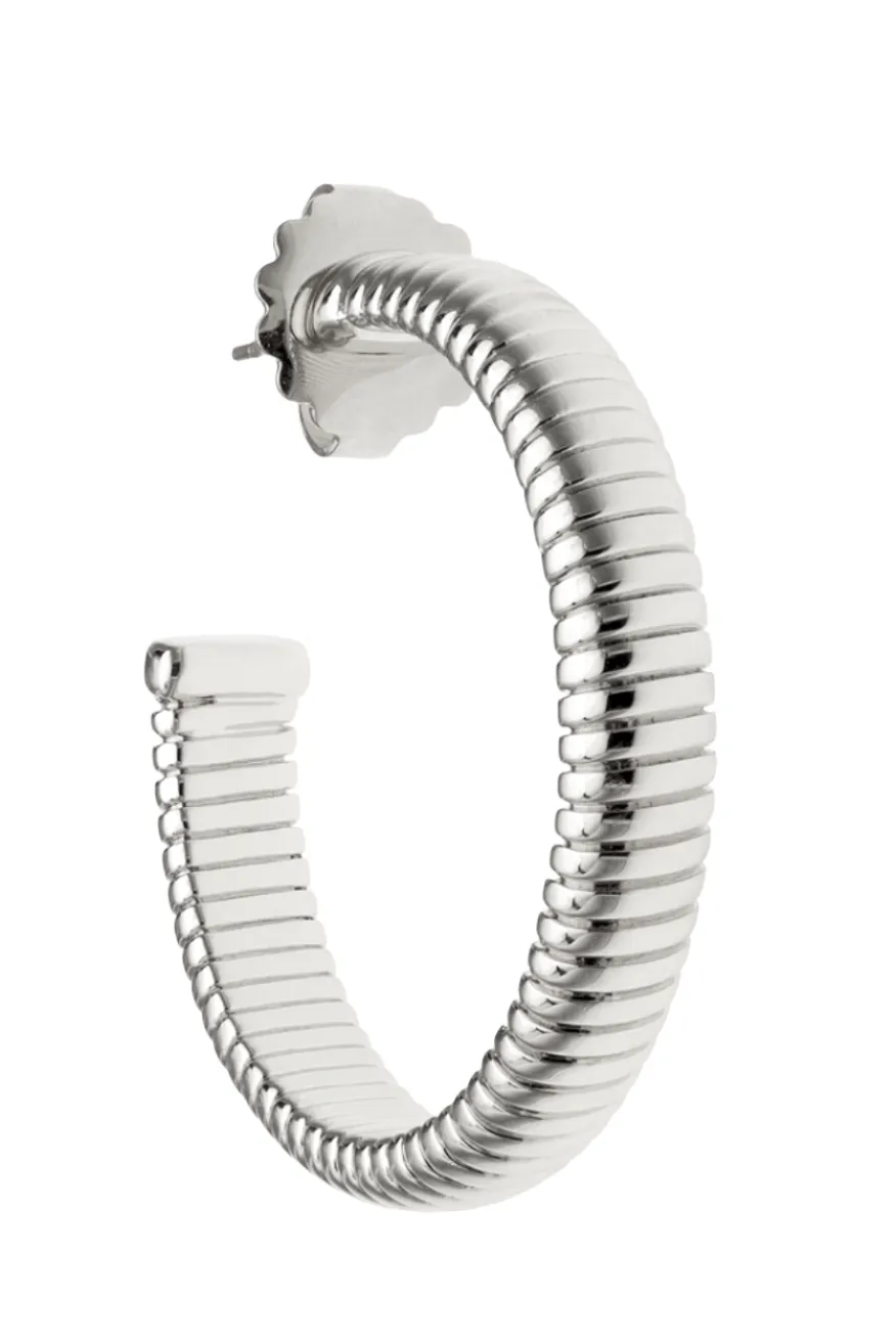 Rhodium Cobra Hoop Earrings