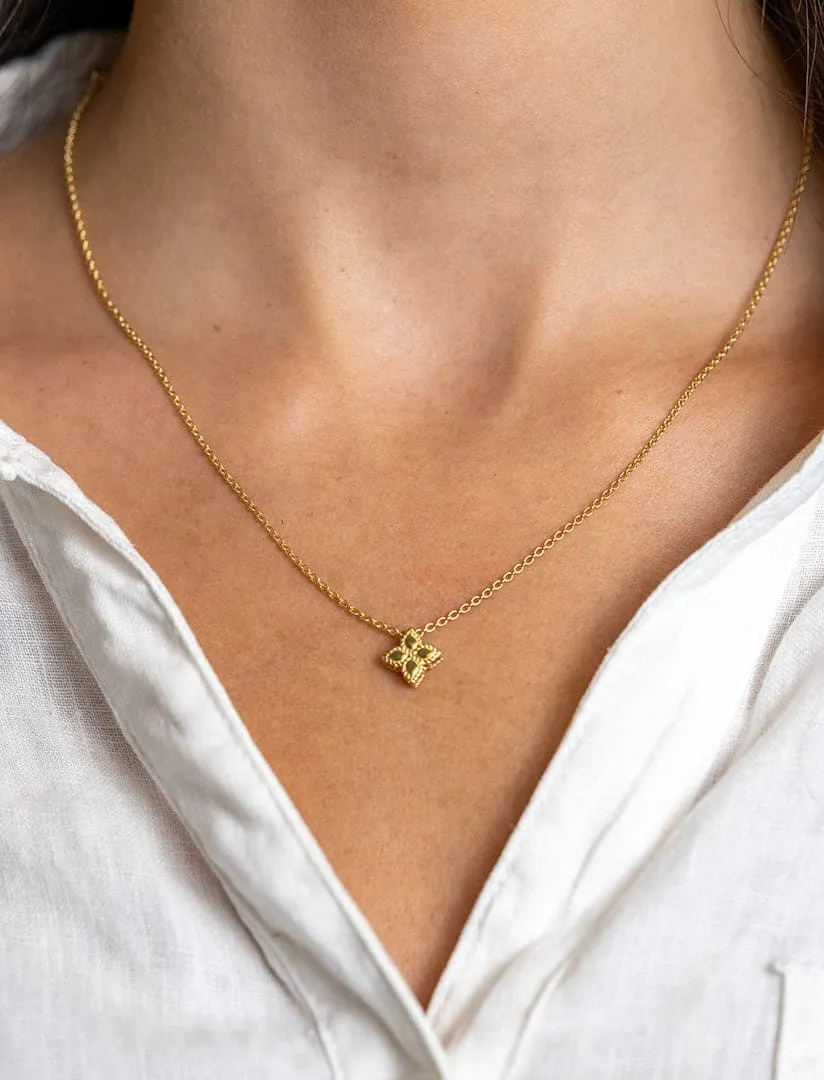 Roberto Coin Yellow Gold Princess Flower Small Pendant Necklace