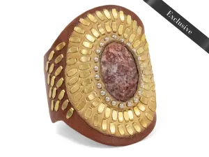 Rocal Semi-precious Unikite Stone Cuff