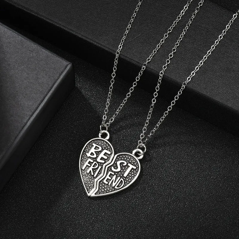 Romantic Couple Heart Clock Key Detachable Pendant Necklaces