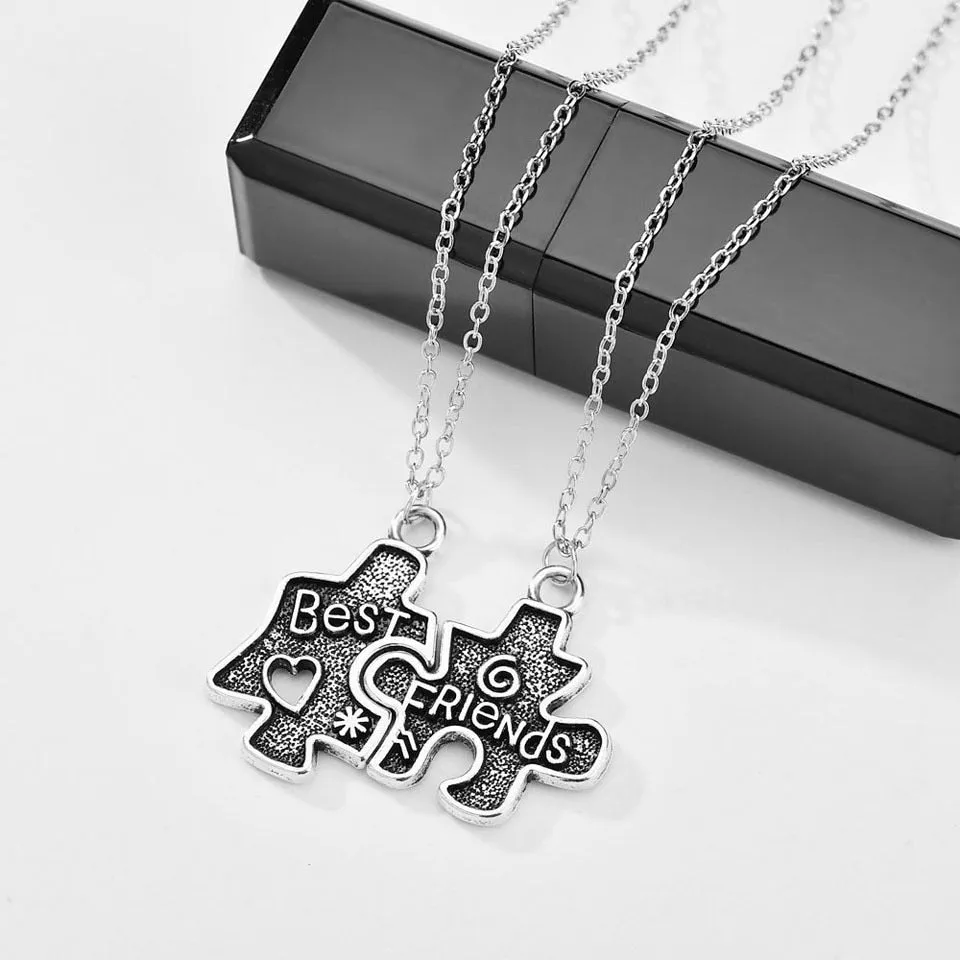 Romantic Couple Heart Clock Key Detachable Pendant Necklaces