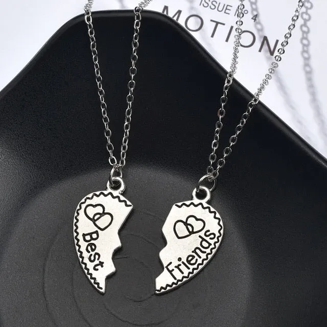 Romantic Couple Heart Clock Key Detachable Pendant Necklaces