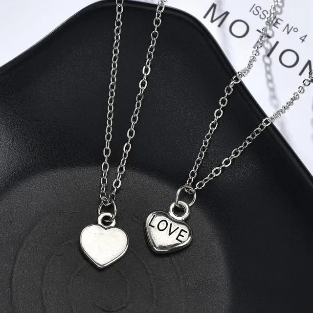 Romantic Couple Heart Clock Key Detachable Pendant Necklaces