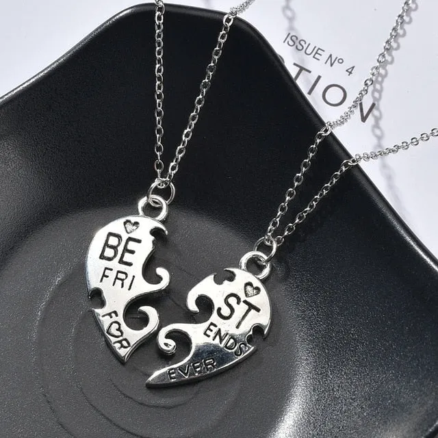 Romantic Couple Heart Clock Key Detachable Pendant Necklaces