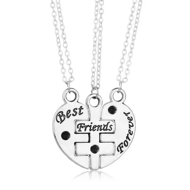 Romantic Couple Heart Clock Key Detachable Pendant Necklaces