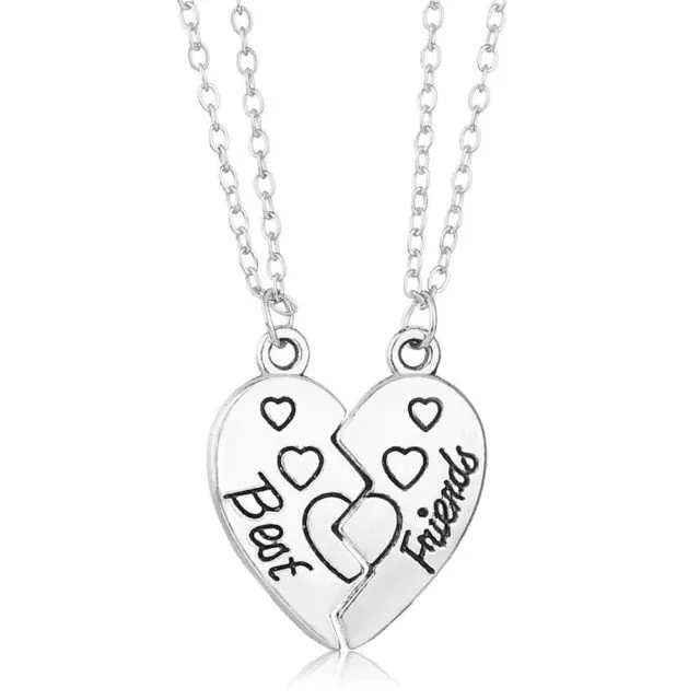 Romantic Couple Heart Clock Key Detachable Pendant Necklaces