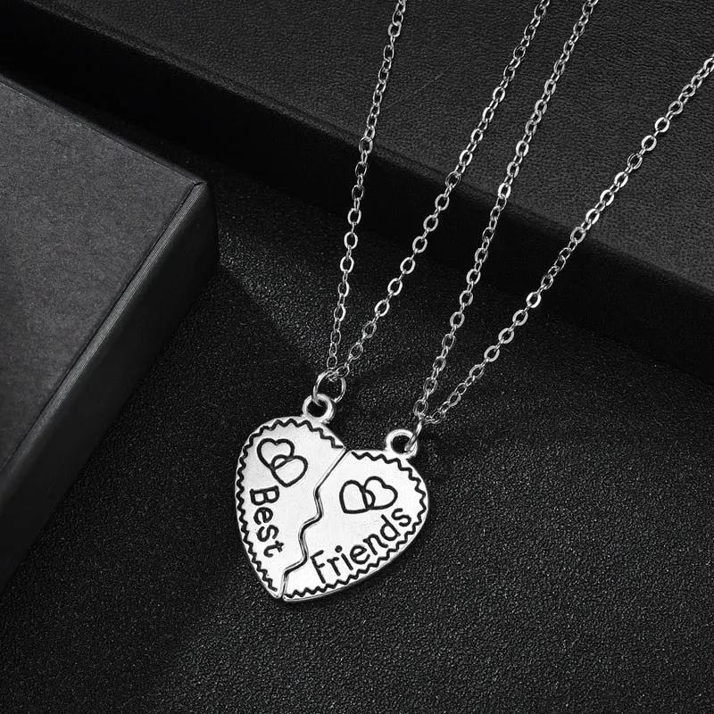 Romantic Couple Heart Clock Key Detachable Pendant Necklaces