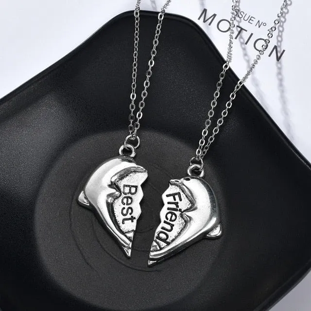 Romantic Couple Heart Clock Key Detachable Pendant Necklaces