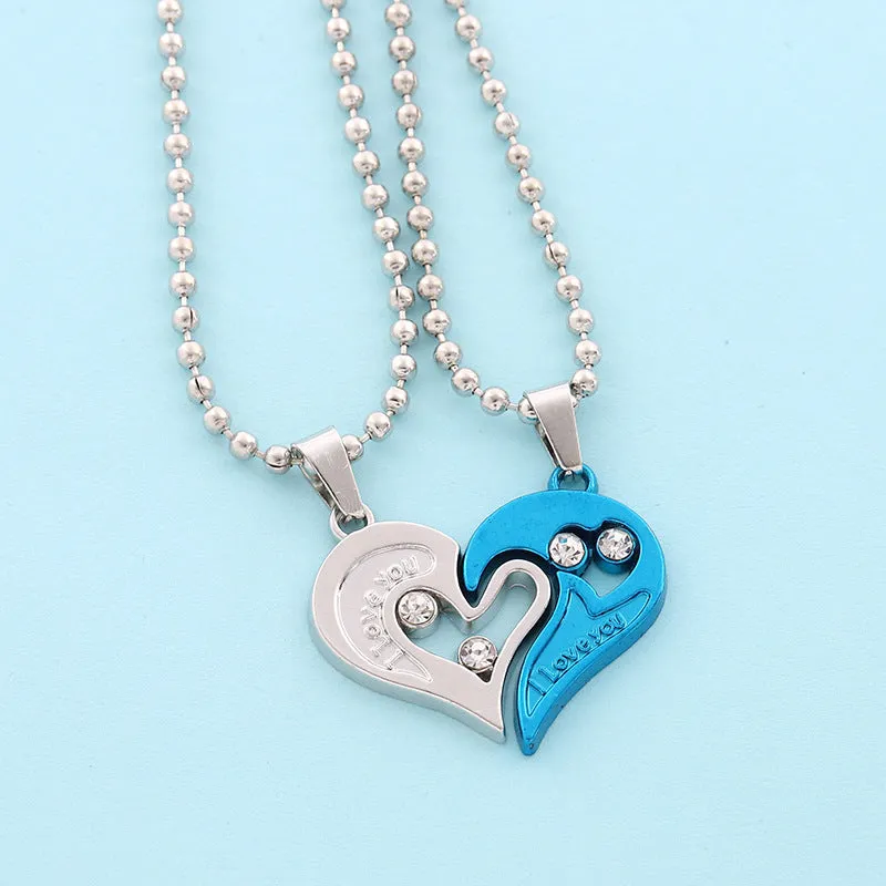 Romantic Fashion English Letter Heart Shaped Couple Necklace