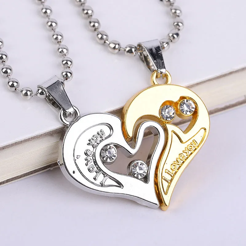 Romantic Fashion English Letter Heart Shaped Couple Necklace