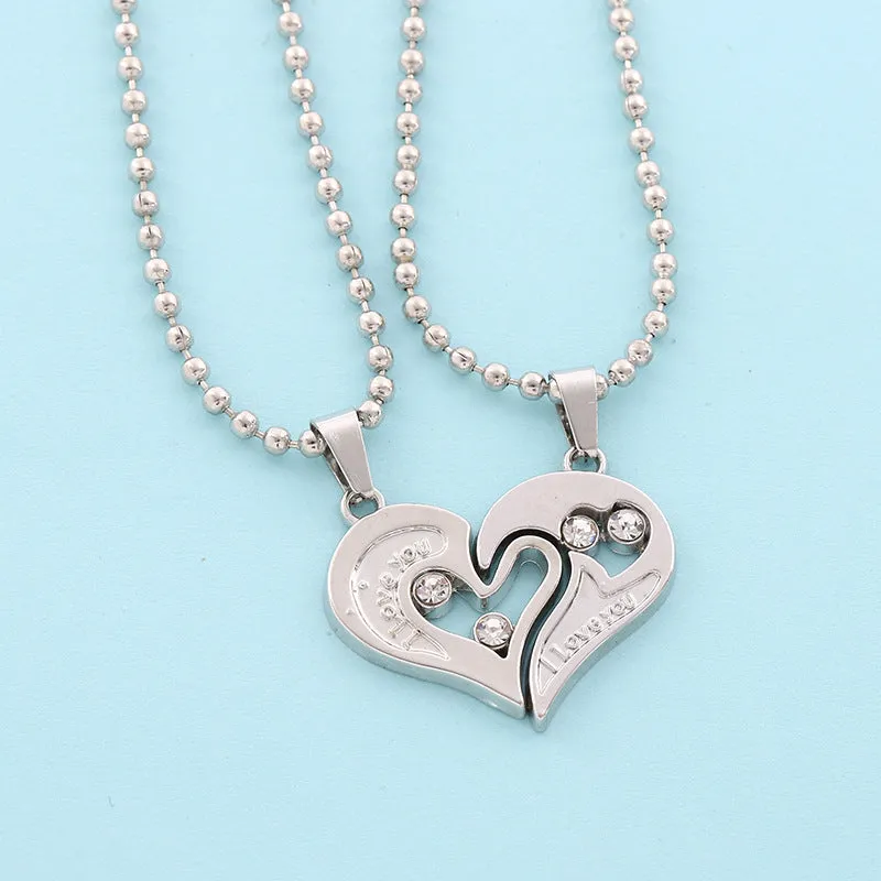 Romantic Fashion English Letter Heart Shaped Couple Necklace