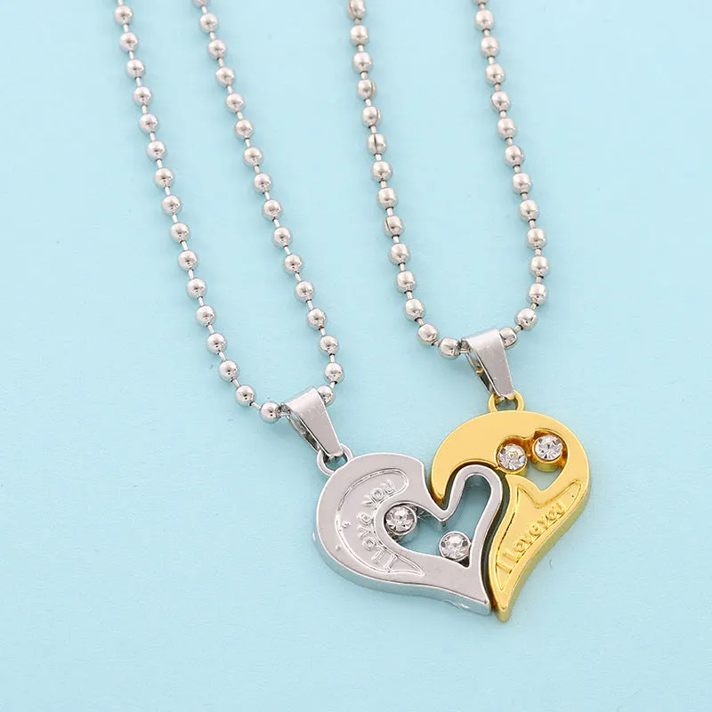 Romantic Fashion English Letter Heart Shaped Couple Necklace