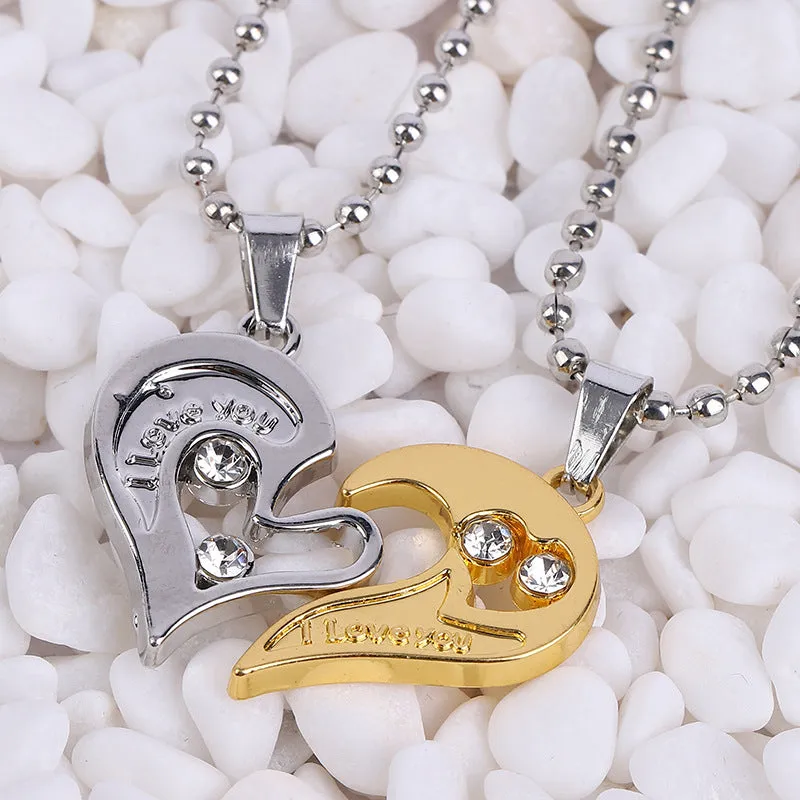 Romantic Fashion English Letter Heart Shaped Couple Necklace