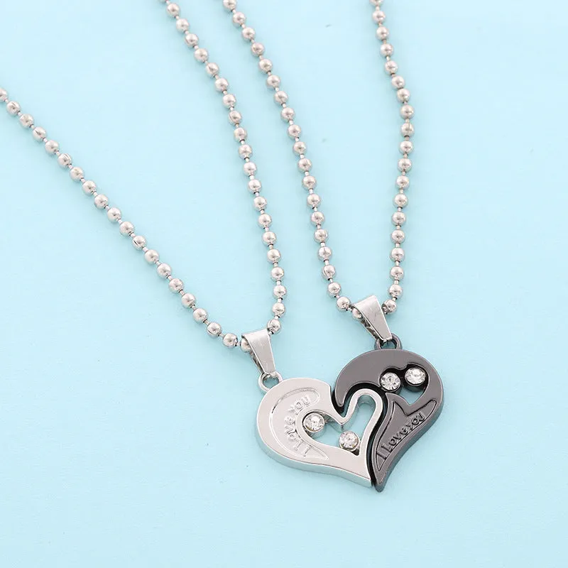 Romantic Fashion English Letter Heart Shaped Couple Necklace