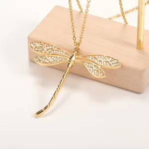 Romantic Rhinestone Creative Dragonfly Necklace For Women