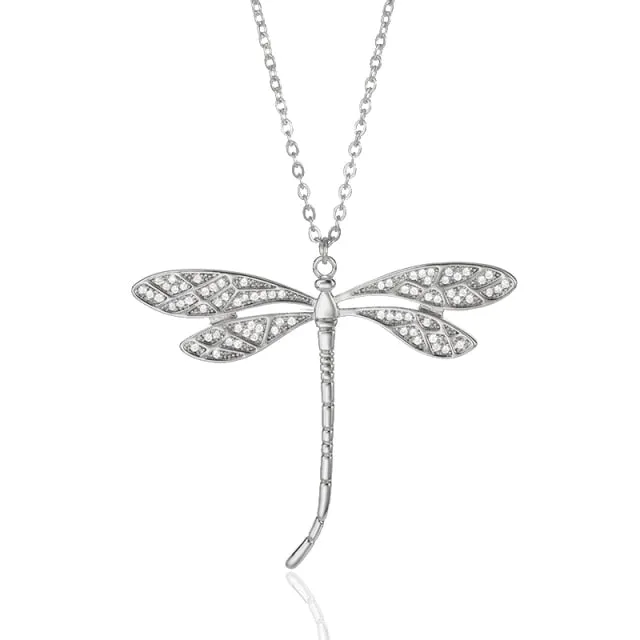 Romantic Rhinestone Creative Dragonfly Necklace For Women