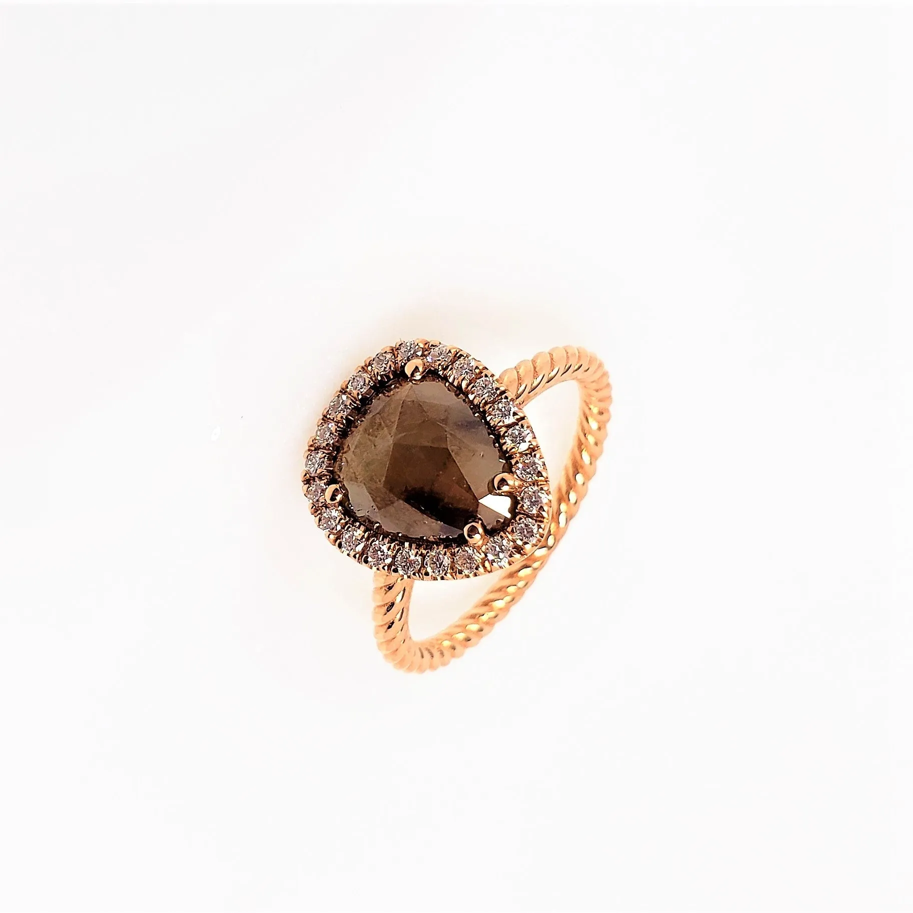 Rose Gold Contemporary Halo Rough Diamond Ring