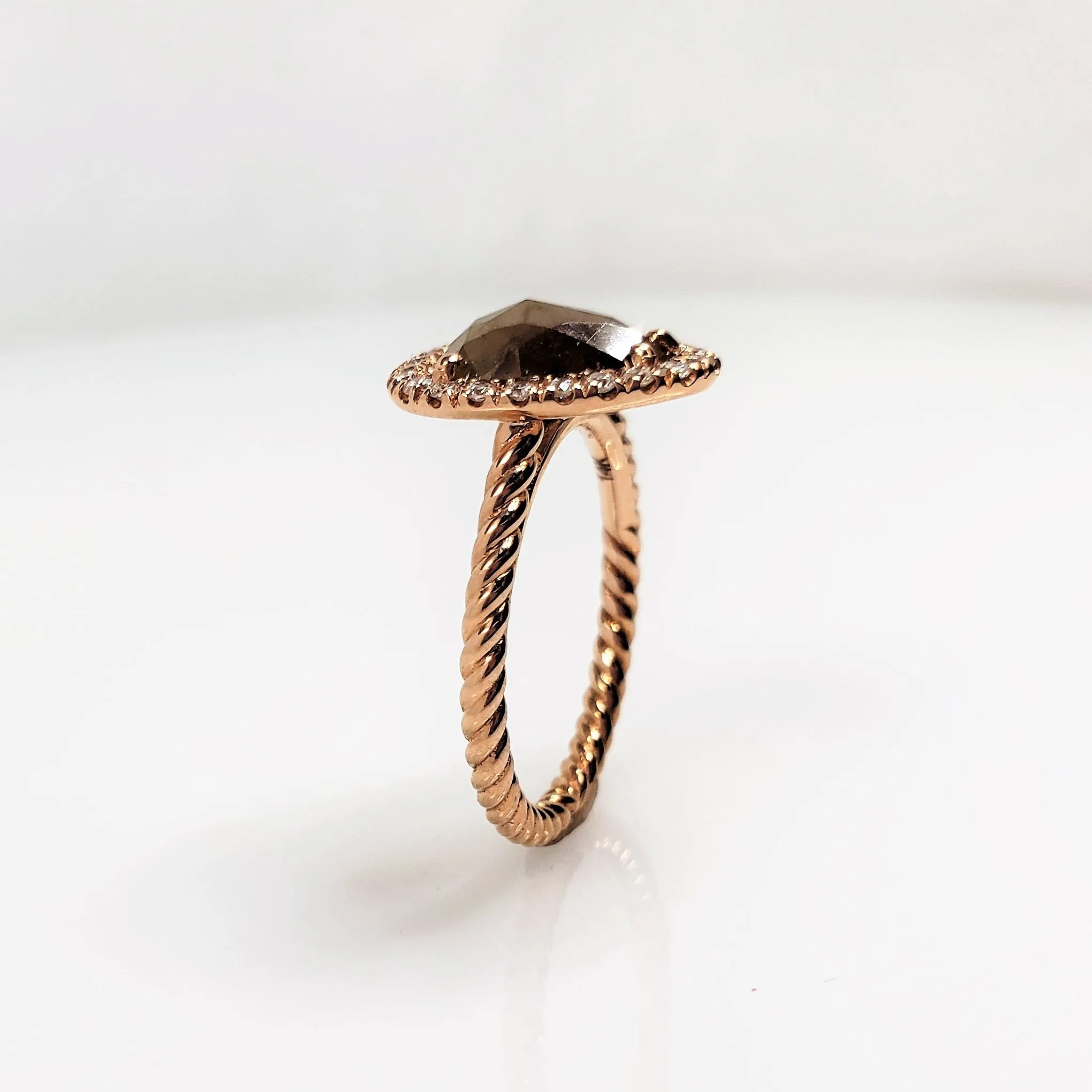 Rose Gold Contemporary Halo Rough Diamond Ring