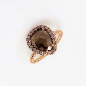 Rose Gold Contemporary Halo Rough Diamond Ring