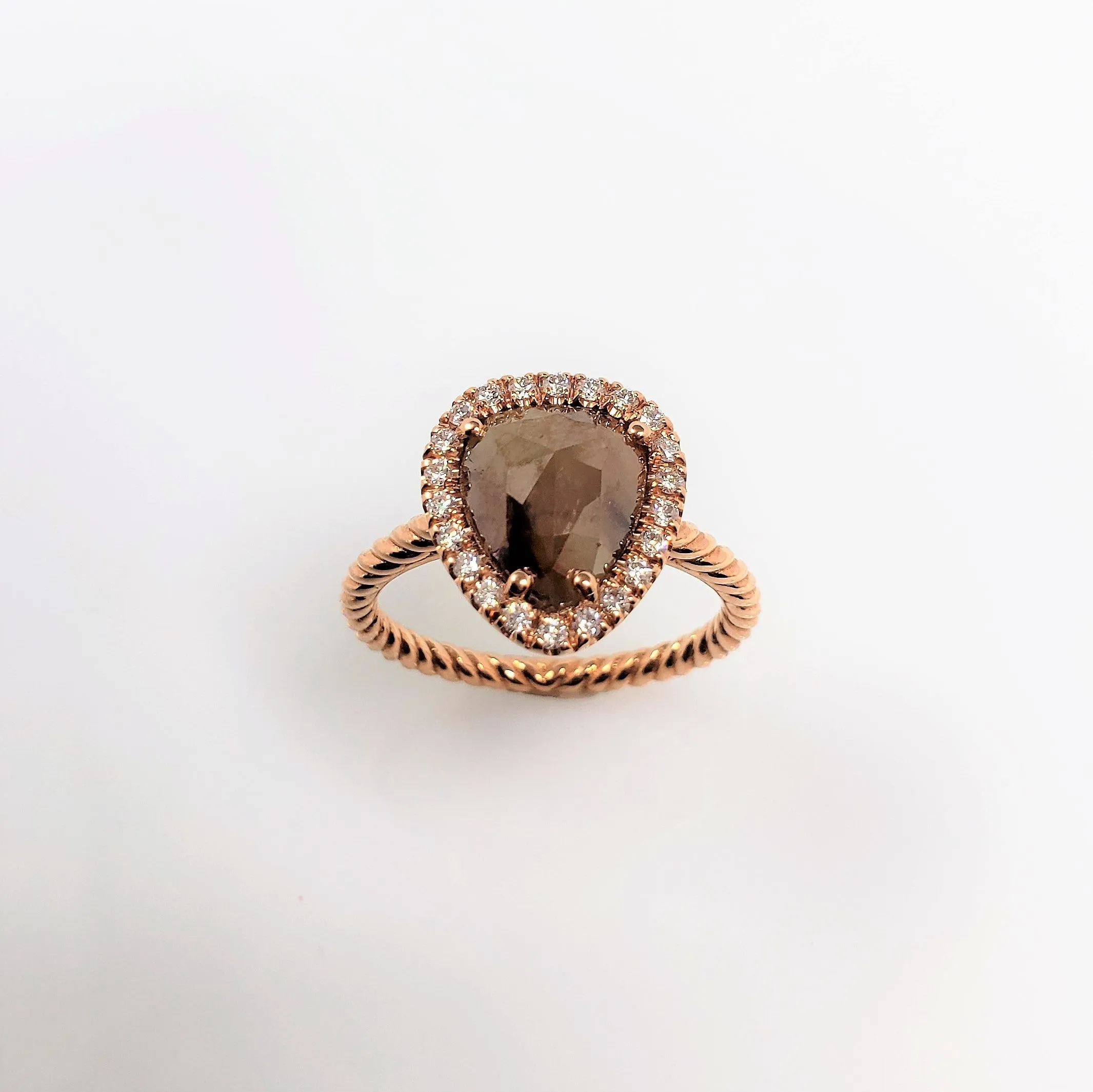 Rose Gold Contemporary Halo Rough Diamond Ring