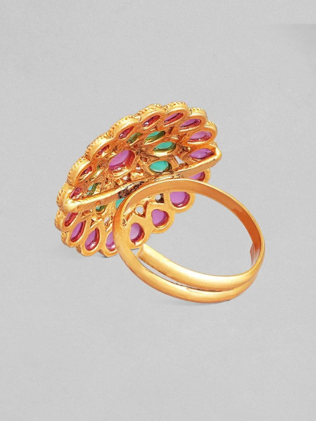 Rubans Gold Plated Colorful Festive Ring