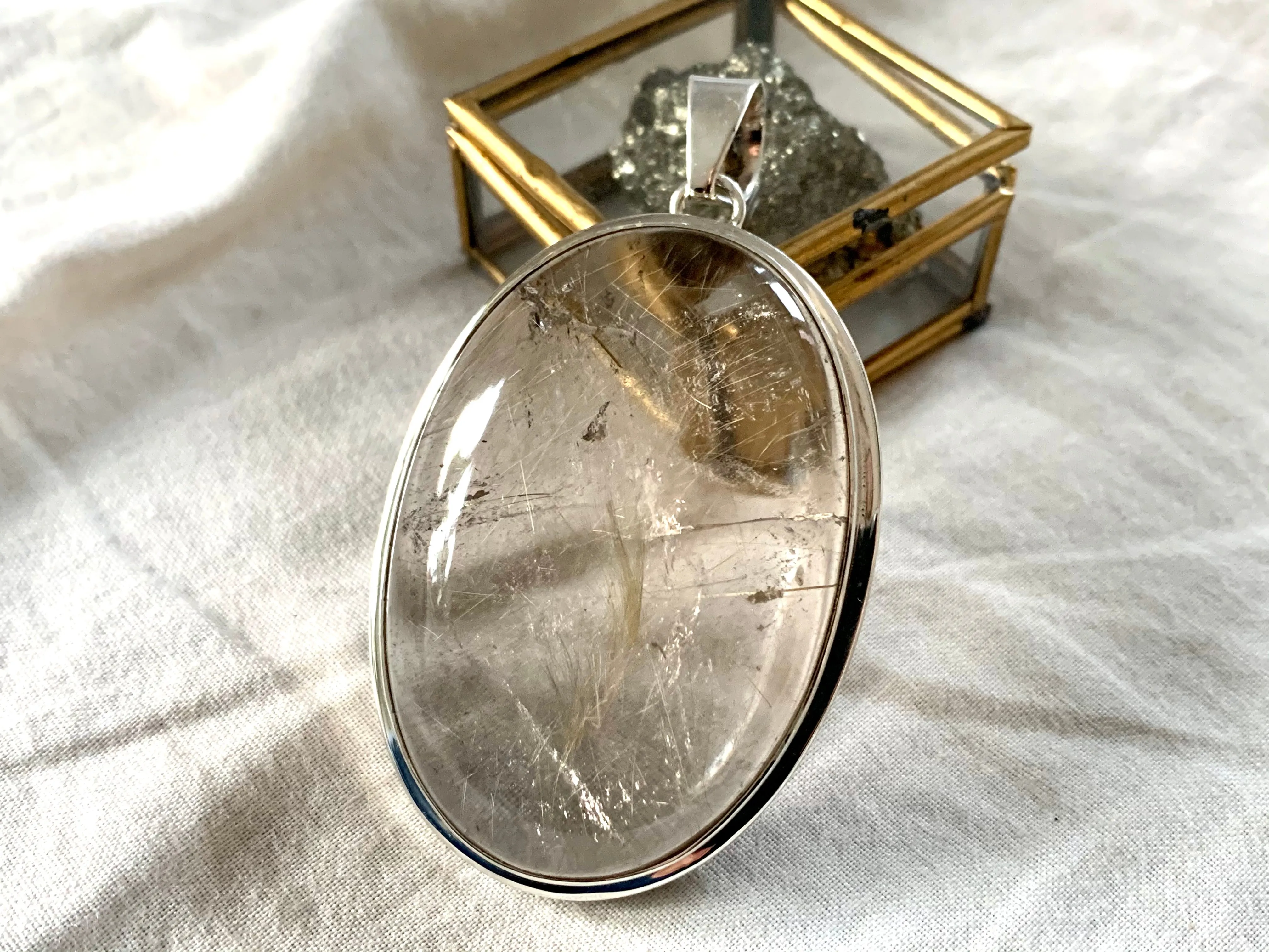 Rutilated Quartz Ari Pendant - XXLarge Oval