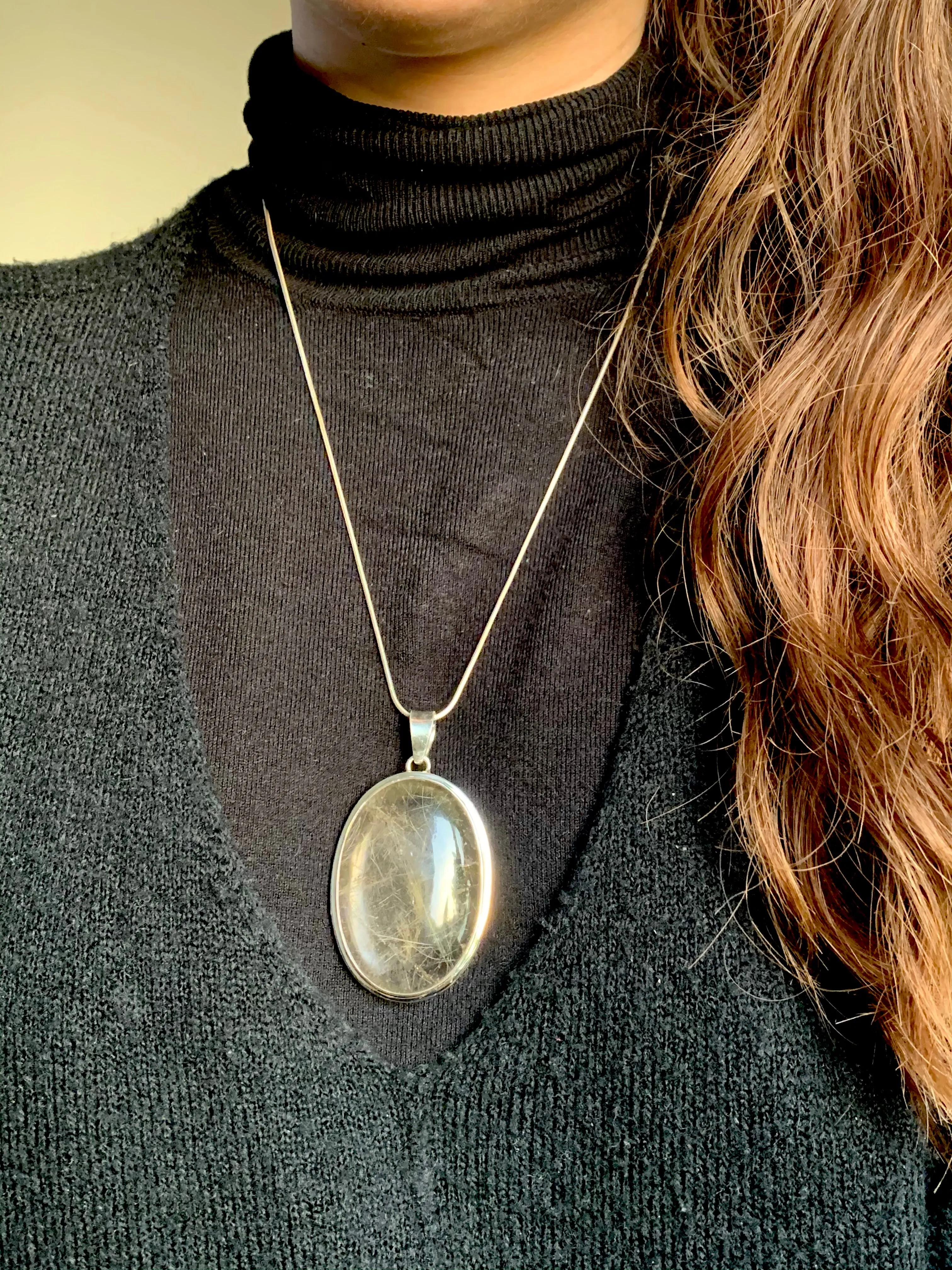 Rutilated Quartz Ari Pendant - XXLarge Oval