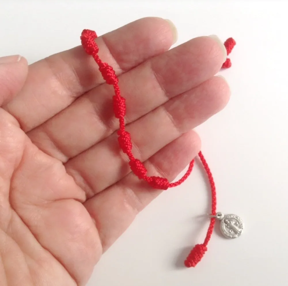 Saint Benedict Mini Rosary Red Bracelet