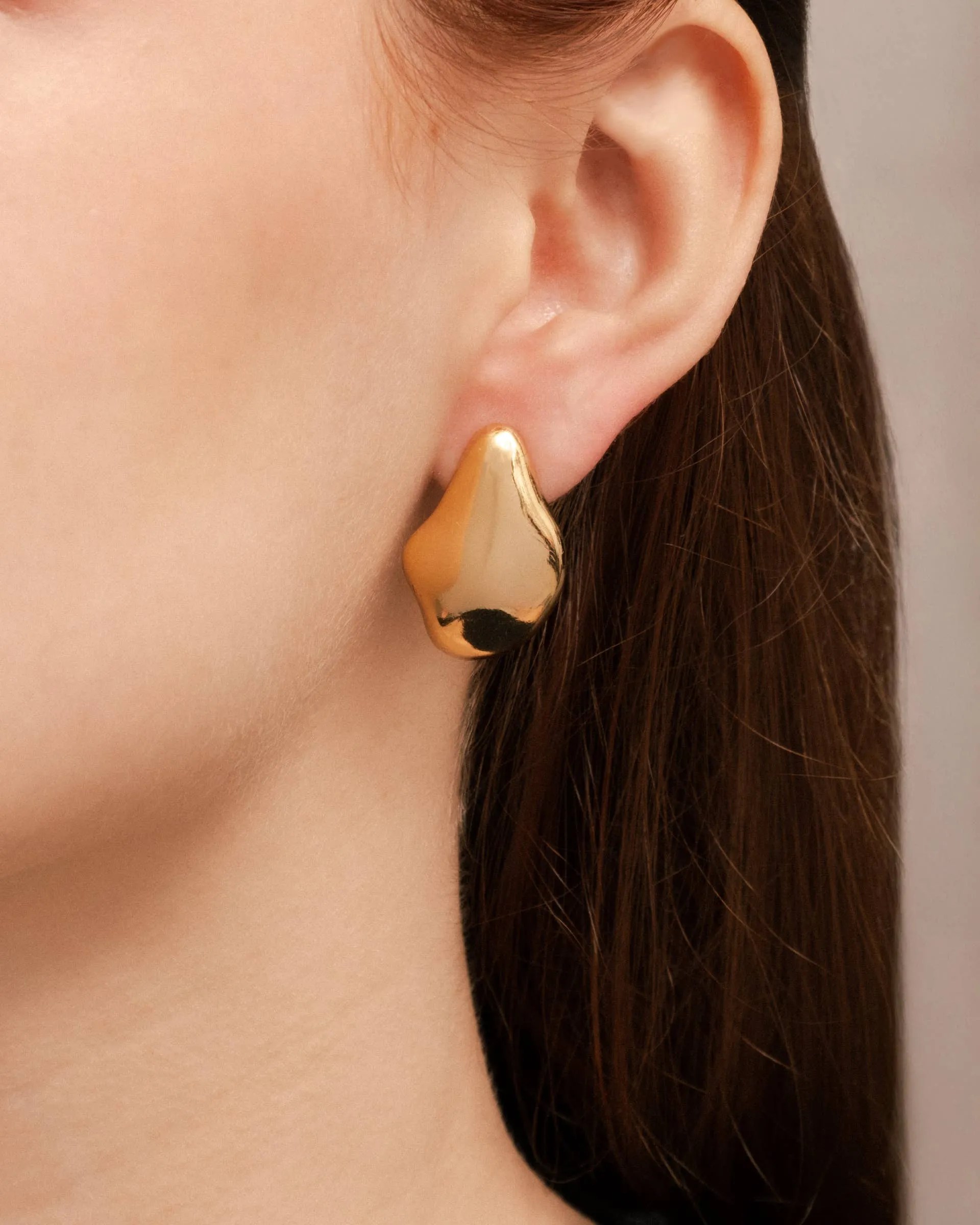 Sarka   Cleo Gold Abstract Oblong Stud Earrings