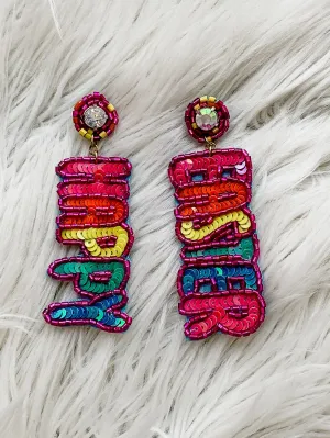 Sequin Happy Easter Earrings