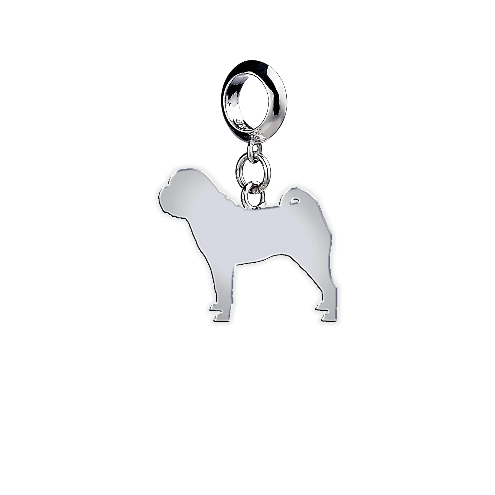 Shar Pei Silhouette Silver Charm