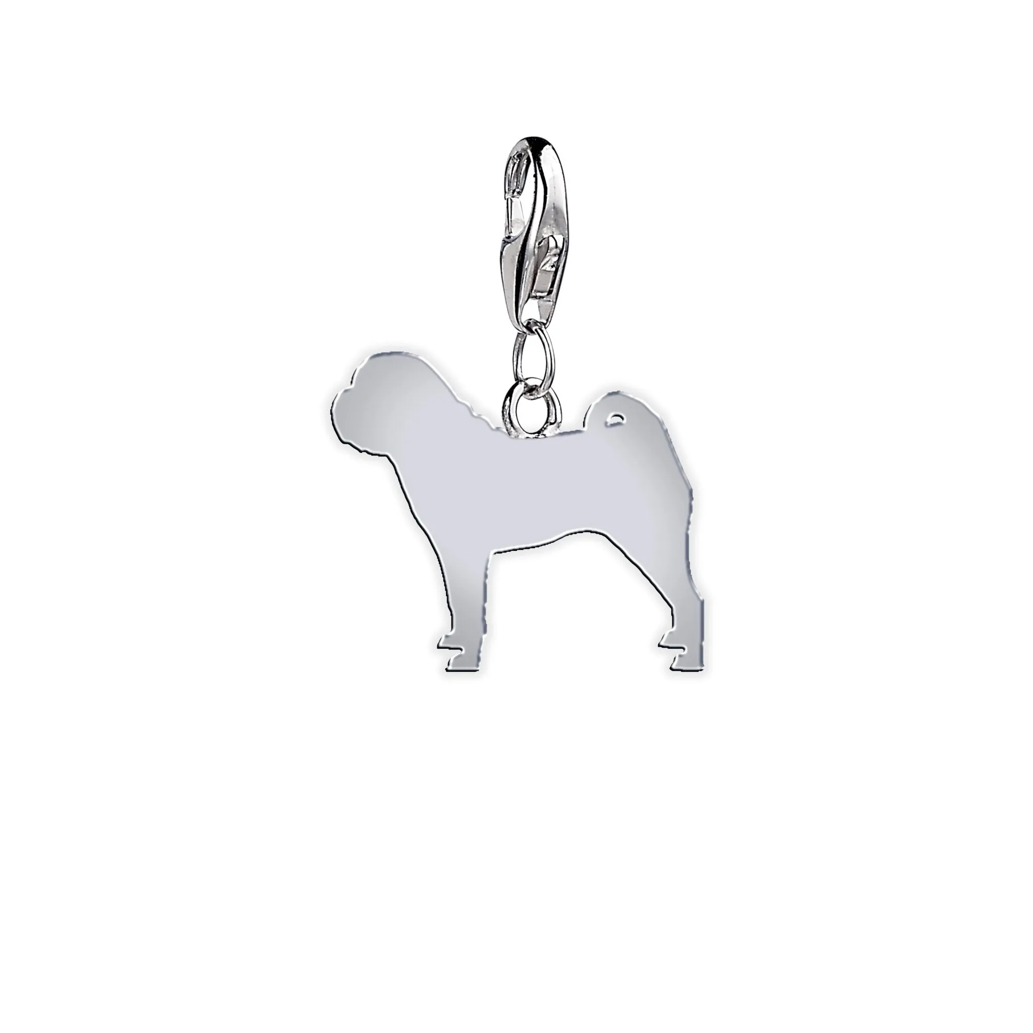 Shar Pei Silhouette Silver Charm