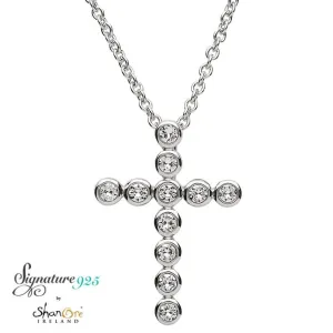 Signature 925 Collection Round Simple Style Silver Cross Necklace