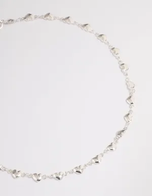 Silver Puffy Heart Choker