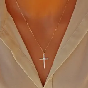 Simple Fashion Cross Gold And Silver Pendant Necklace