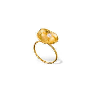 Simple limpet with pearl - ring - silver 925 - gold plated