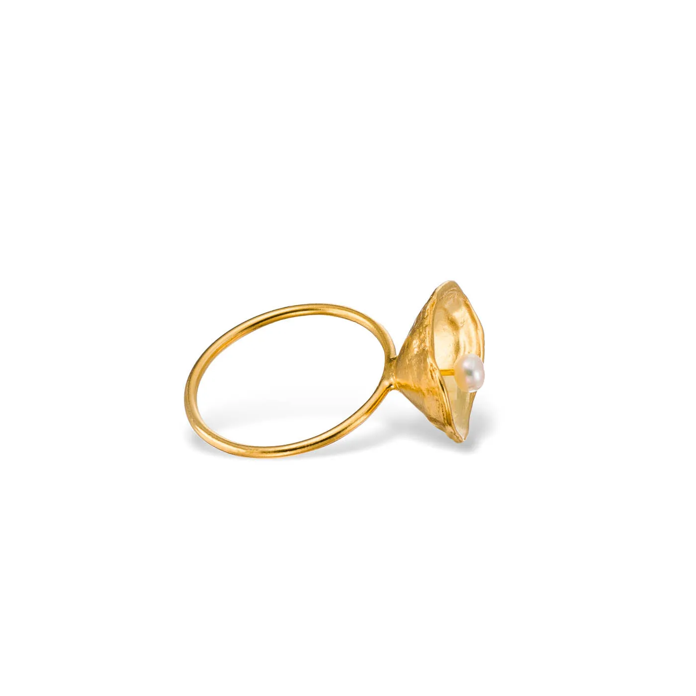 Simple limpet with pearl - ring - silver 925 - gold plated